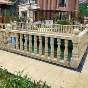 阳江黄金麻花岗岩石材栏杆，扶手，将军柱，花瓶柱