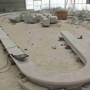 阳江 芝麻白花岗岩弧形花坛石，坐凳石