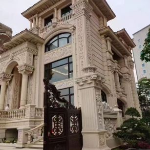 阳江 黄金麻花岗岩别墅外墙干挂效果展示