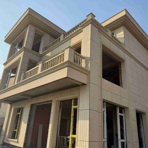 阳江 黄金麻花岗岩石材荔枝面外墙干挂效果展示