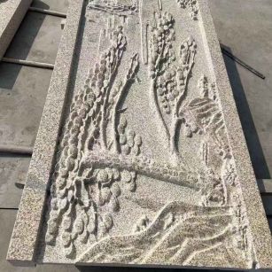 阳江 黄金麻雕刻板浮雕迎客松