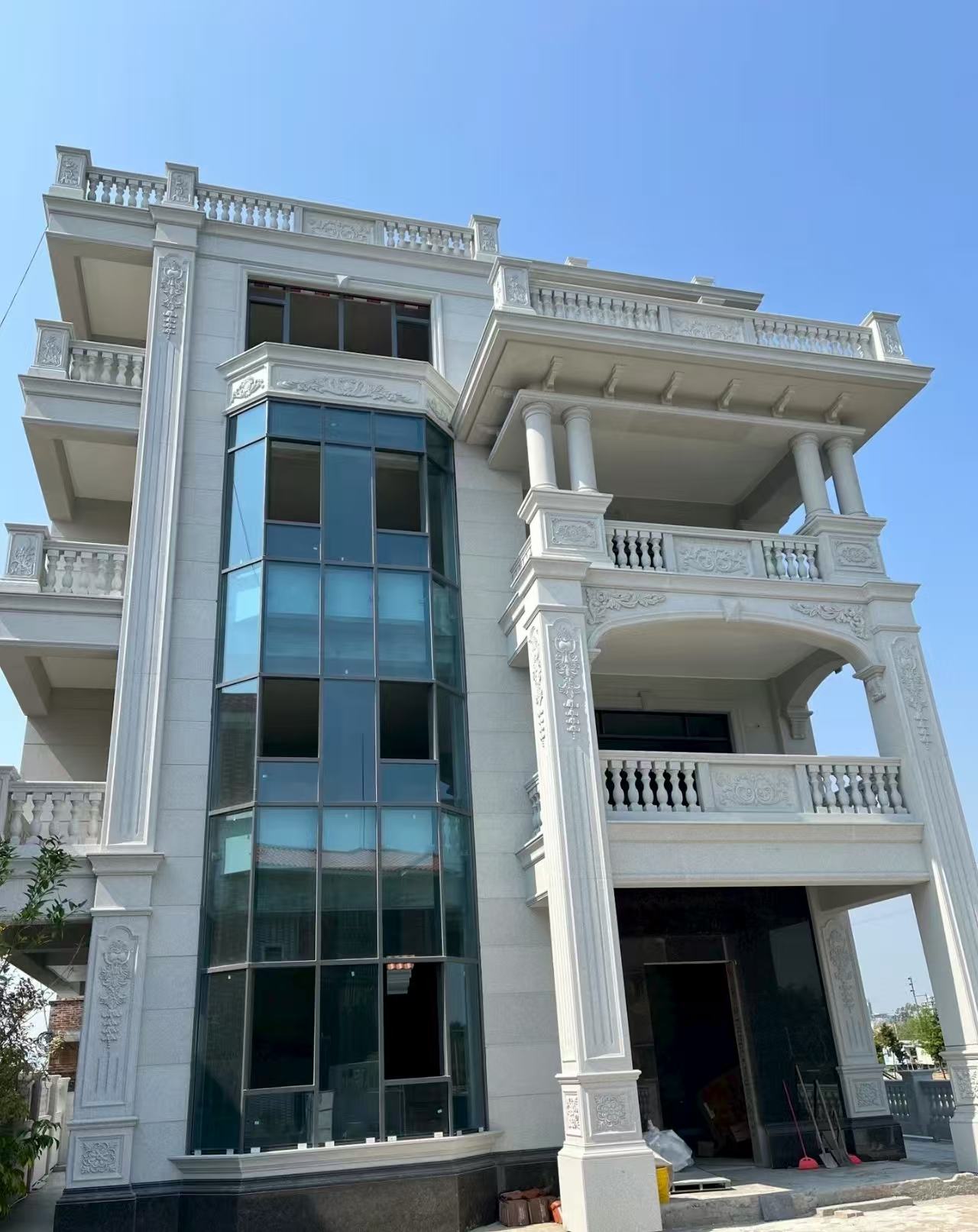 阳江 白麻花岗岩别墅外墙干挂效果展示