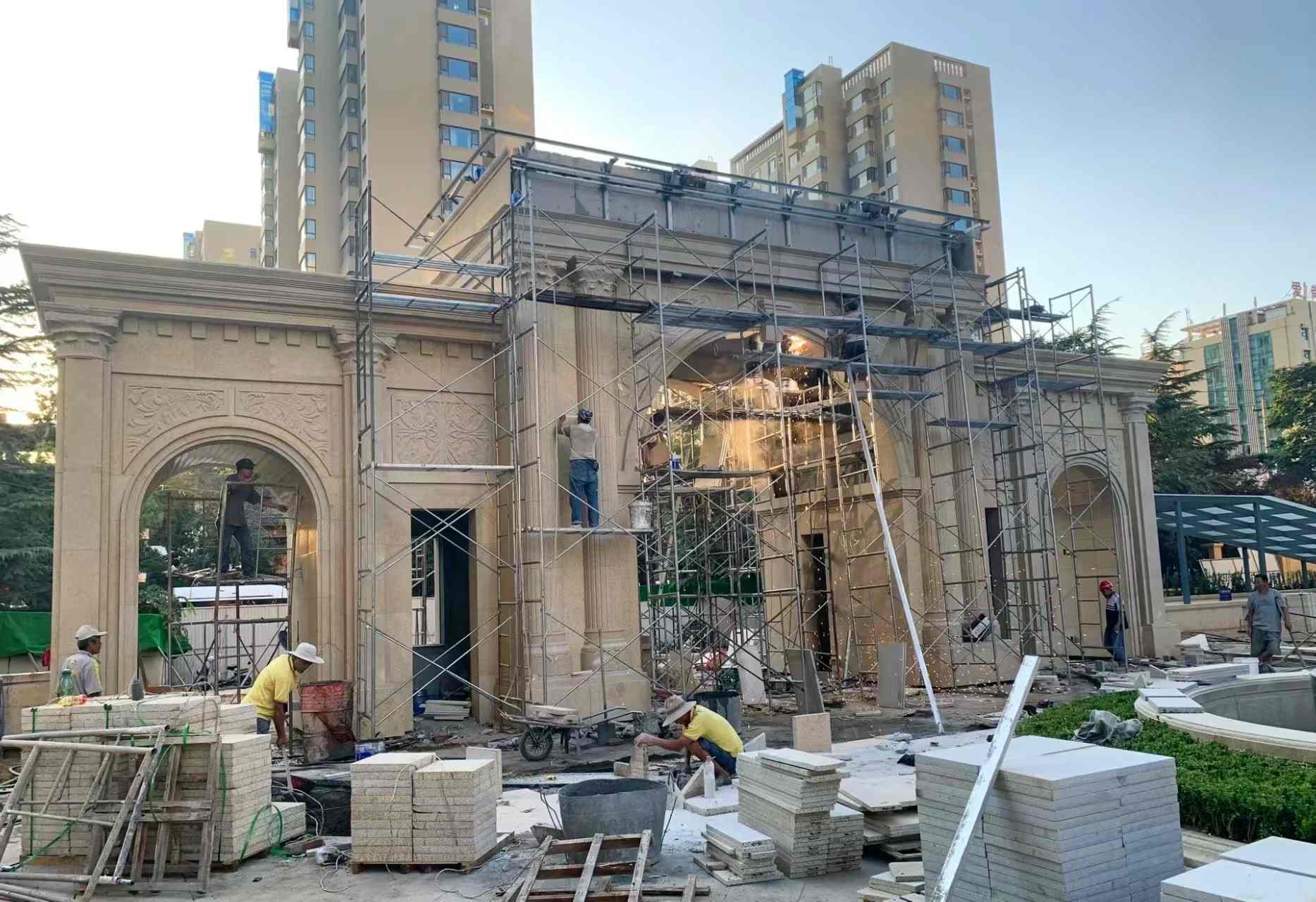 阳江 黄金麻荔枝面花岗岩小区门楼外墙干挂