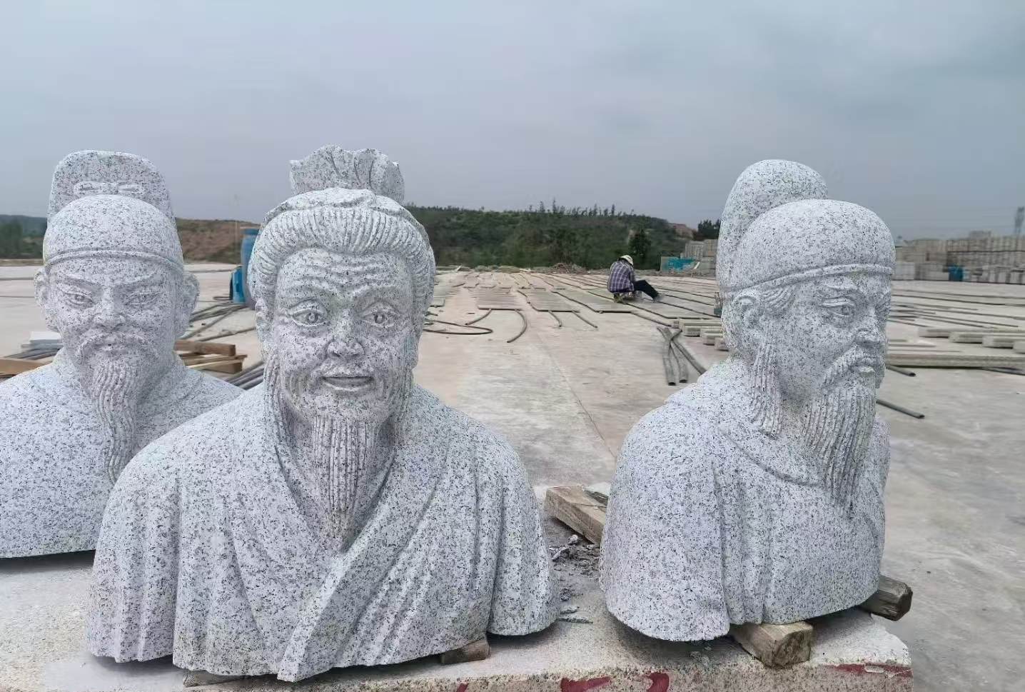 阳江 白麻花岗岩石材人物立体雕刻